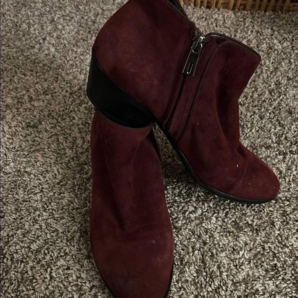 Sam Edelman Red and Black Ankle Booties with Side Zipper